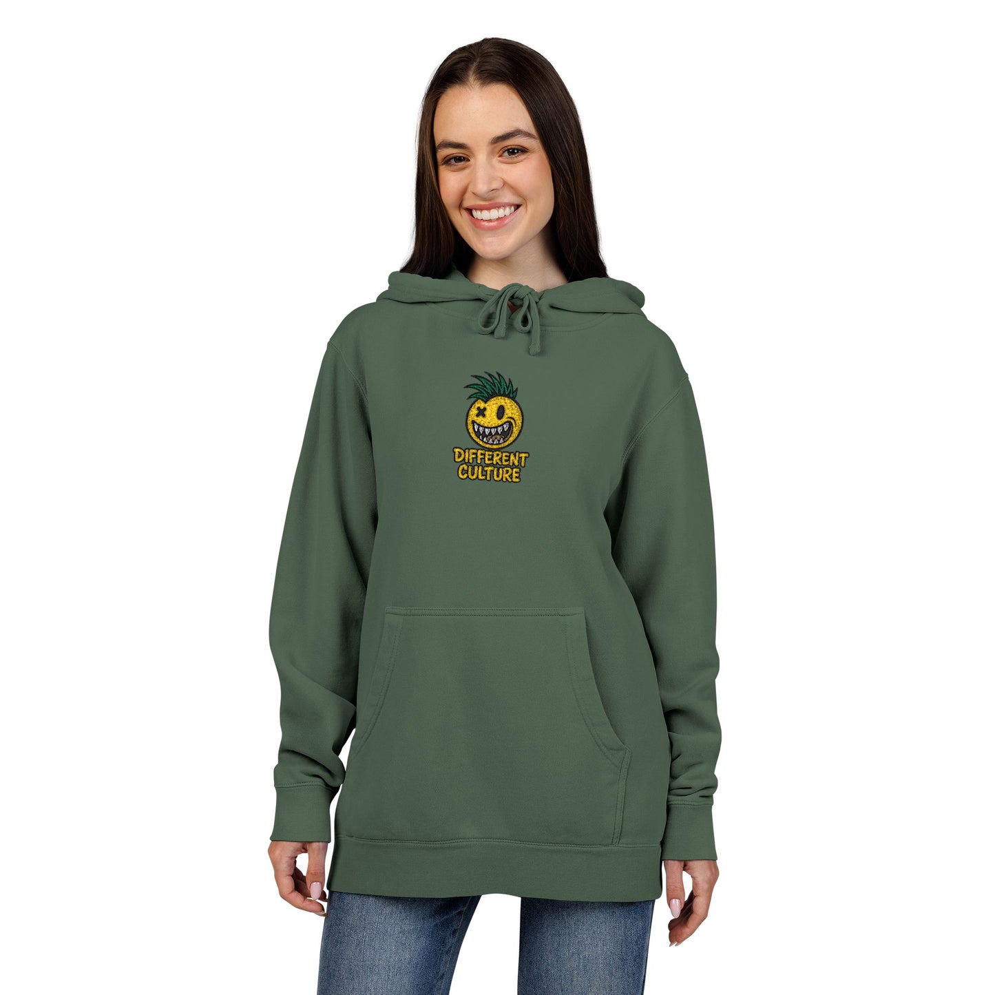 Different Culture - Hoodie - Pina Smiley Embroidered Pigment-Dyed