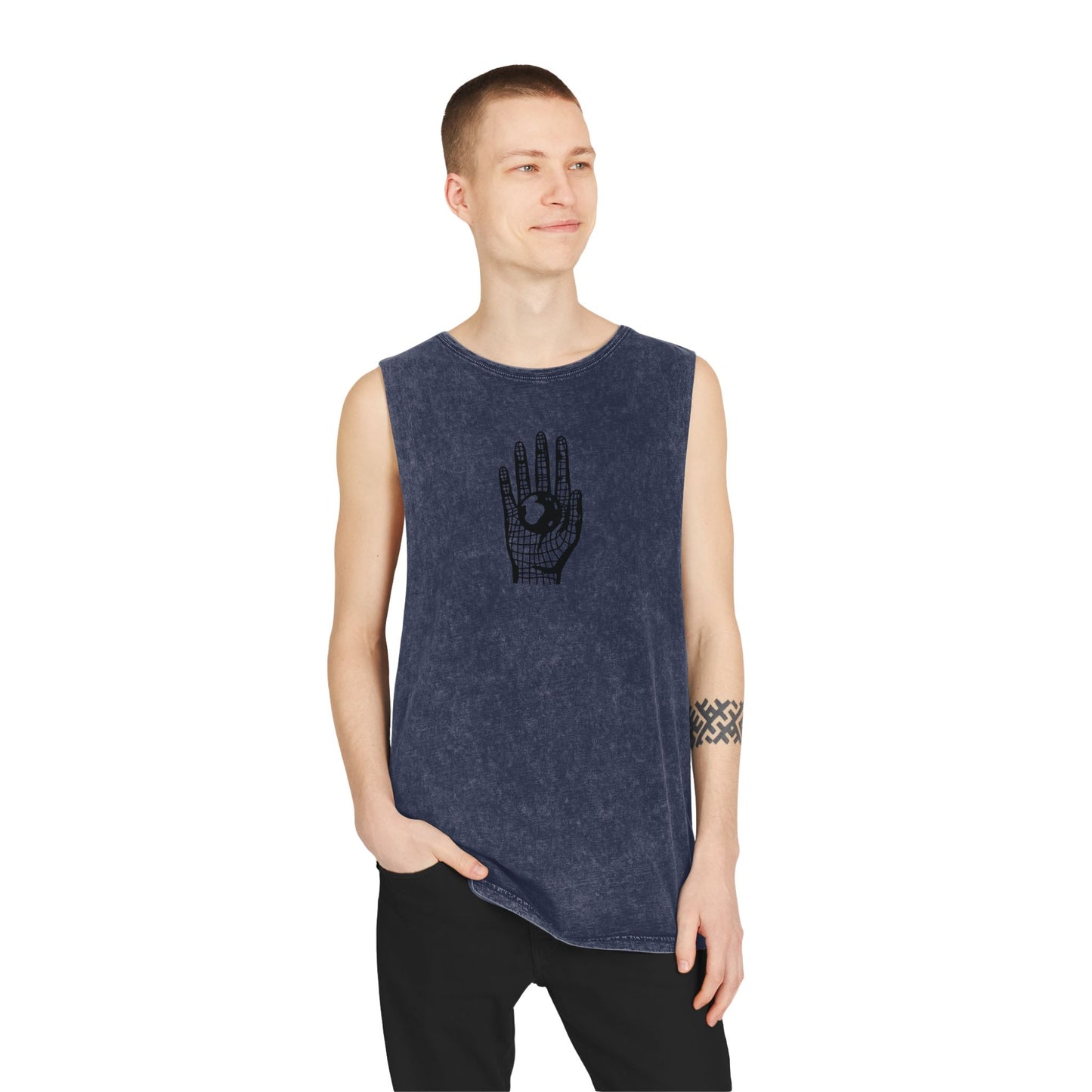 Different Culture - Tank Top - Stonewash Hand World Logo