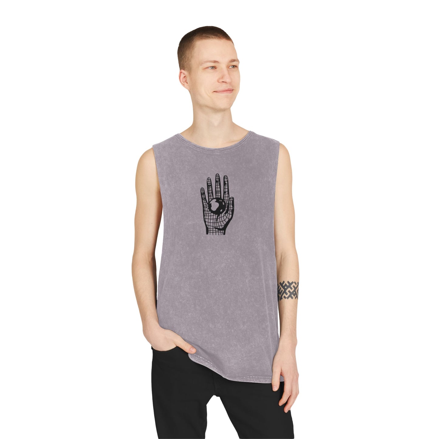 Different Culture - Tank Top - Stonewash Hand World Logo