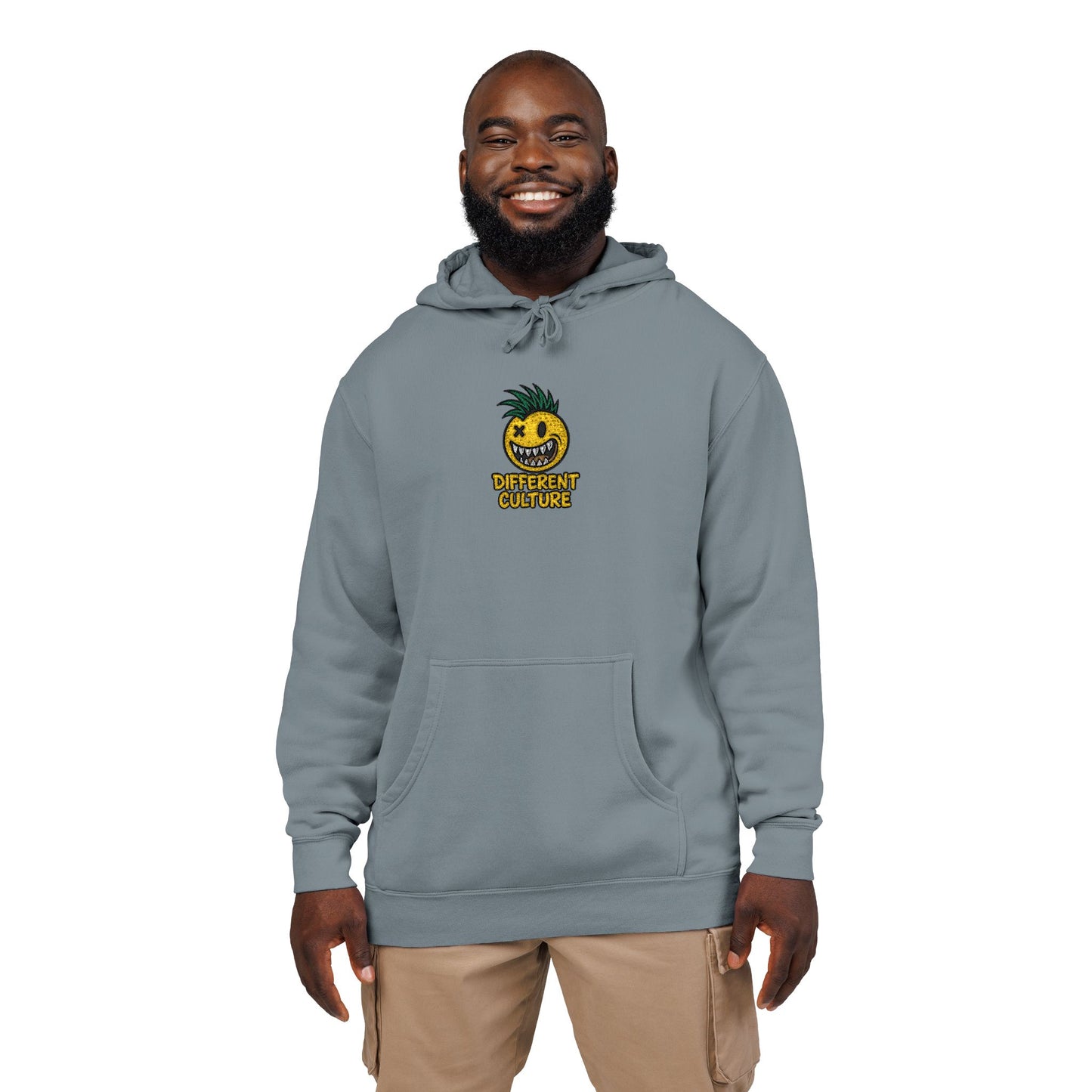 Different Culture - Hoodie - Pina Smiley Embroidered Pigment-Dyed