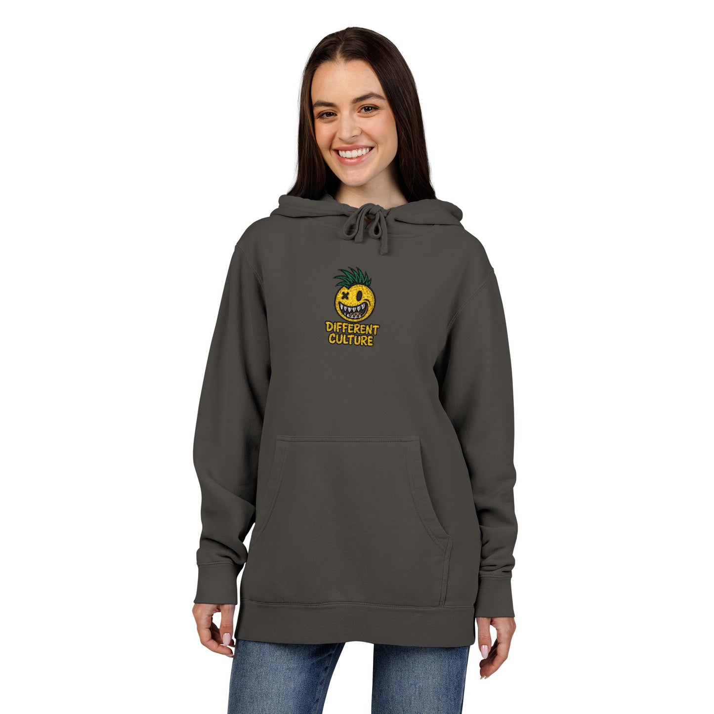 Different Culture - Hoodie - Pina Smiley Embroidered Pigment-Dyed