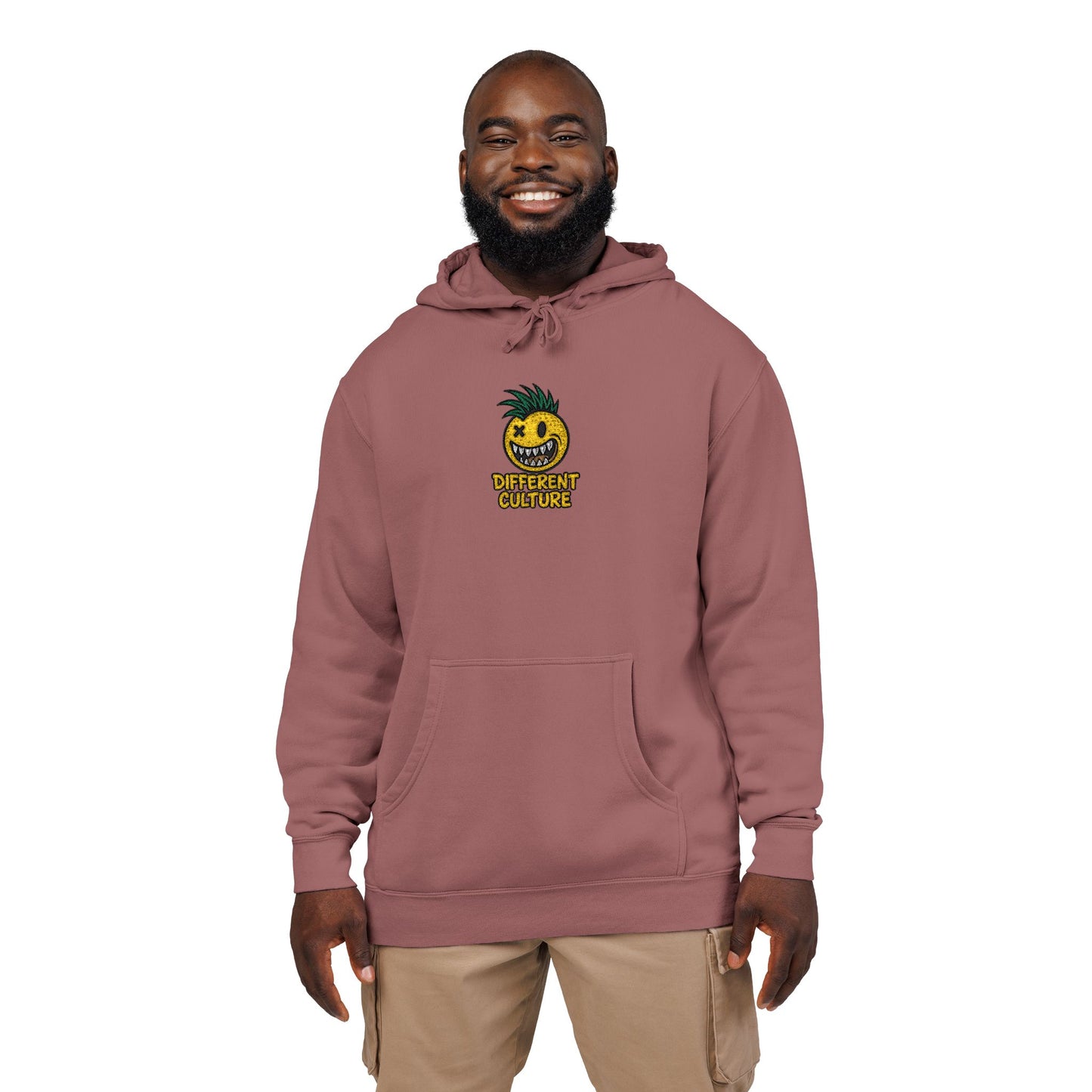 Different Culture - Hoodie - Pina Smiley Embroidered Pigment-Dyed