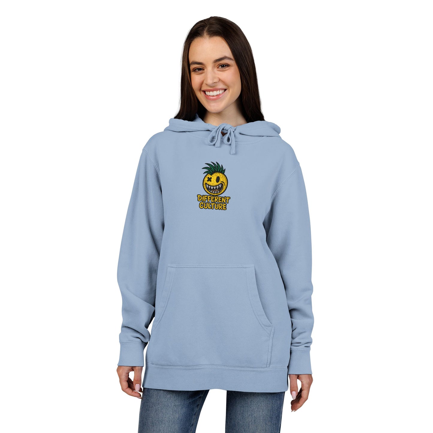Different Culture - Hoodie - Pina Smiley Embroidered Pigment-Dyed