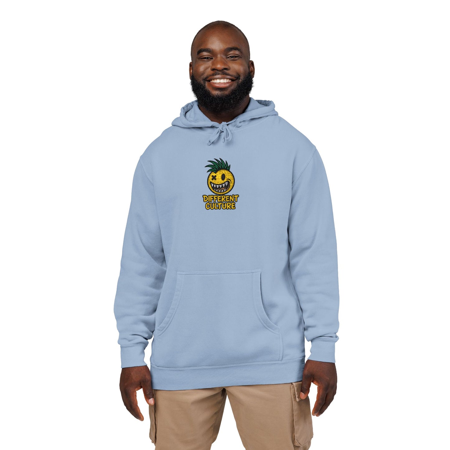 Different Culture - Hoodie - Pina Smiley Embroidered Pigment-Dyed