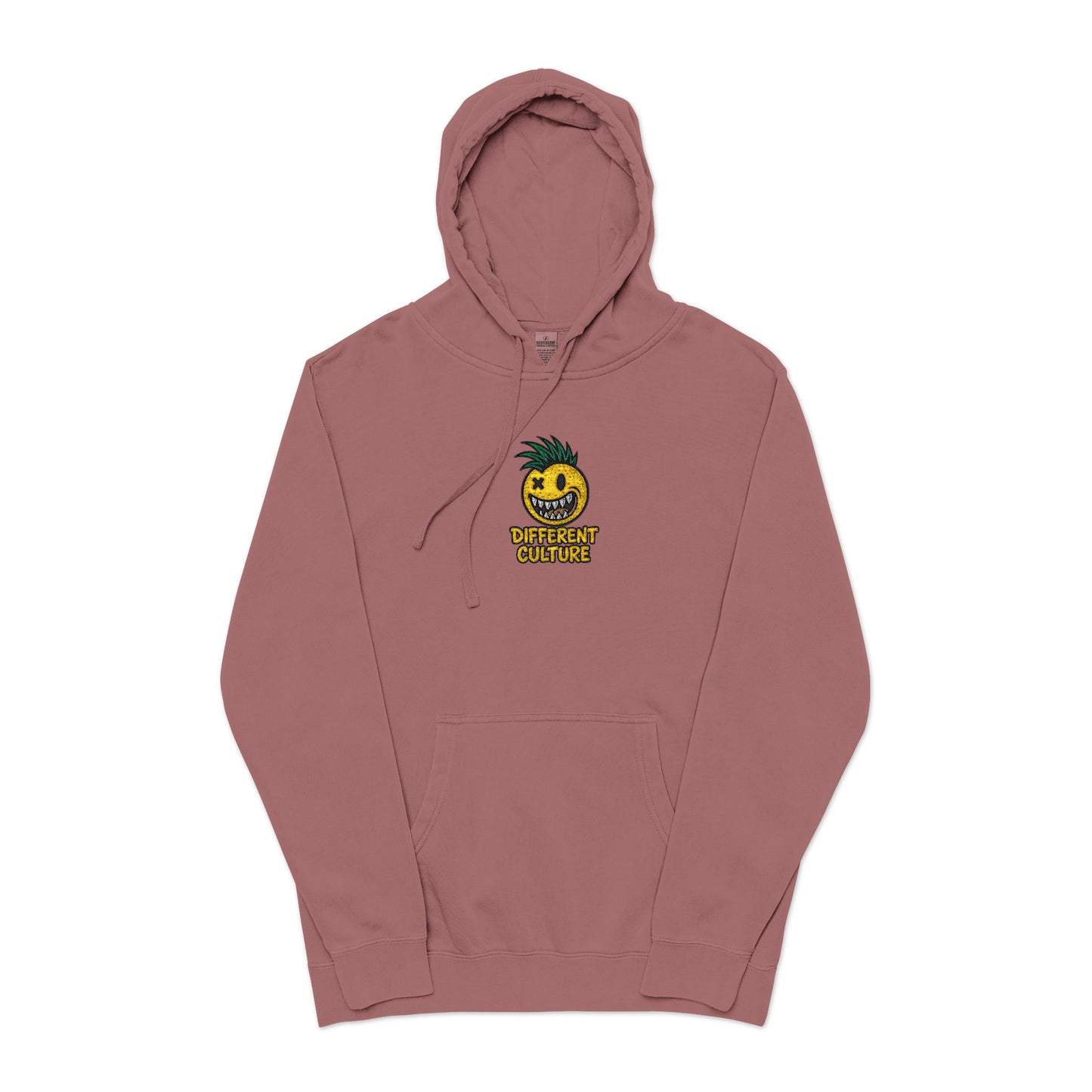 Different Culture - Hoodie - Pina Smiley Embroidered Pigment-Dyed
