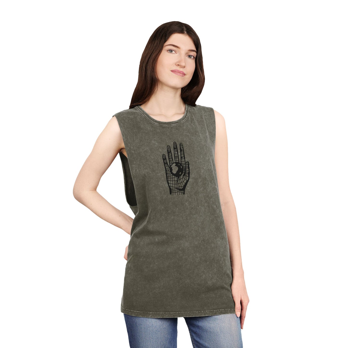 Different Culture - Tank Top - Stonewash Hand World Logo