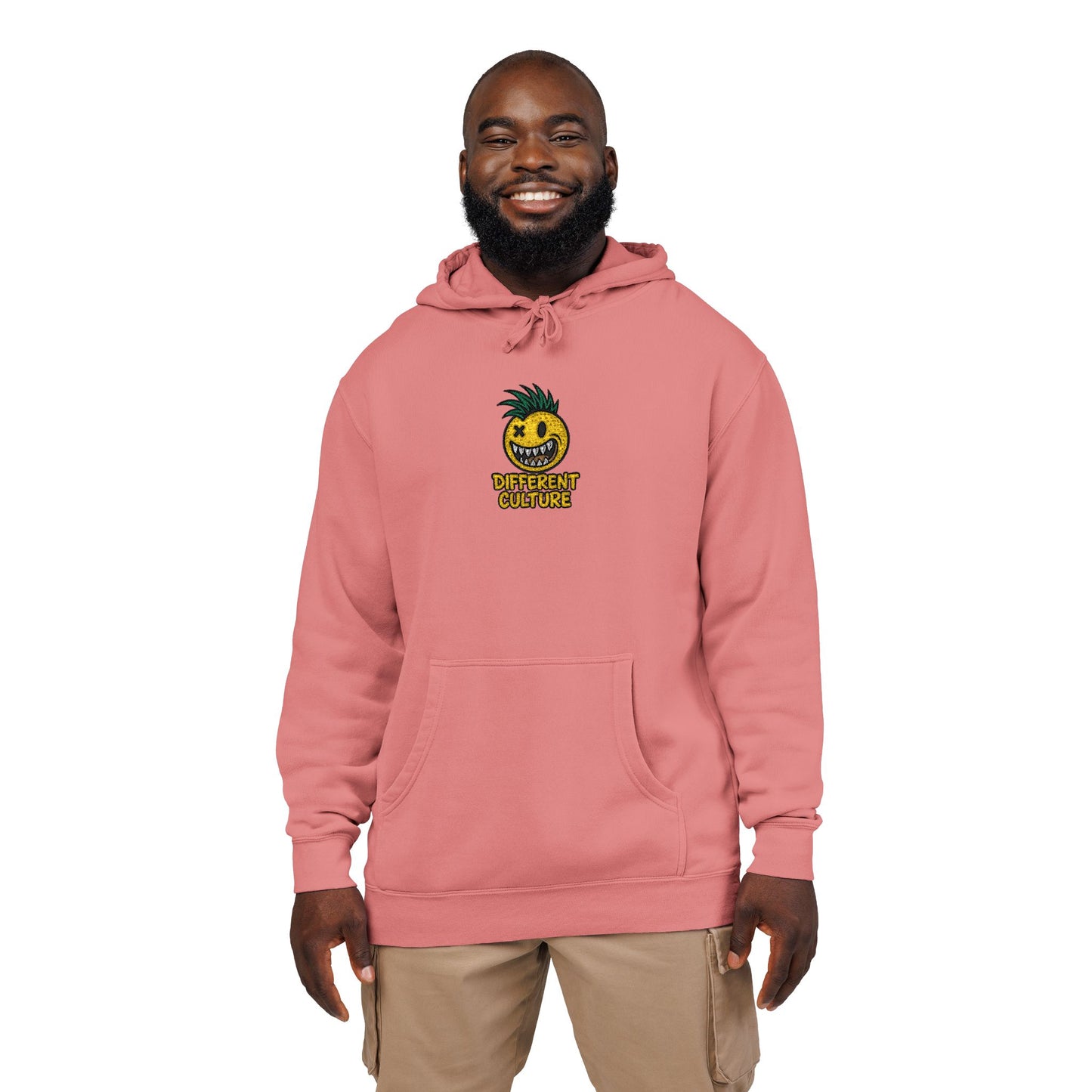 Different Culture - Hoodie - Pina Smiley Embroidered Pigment-Dyed