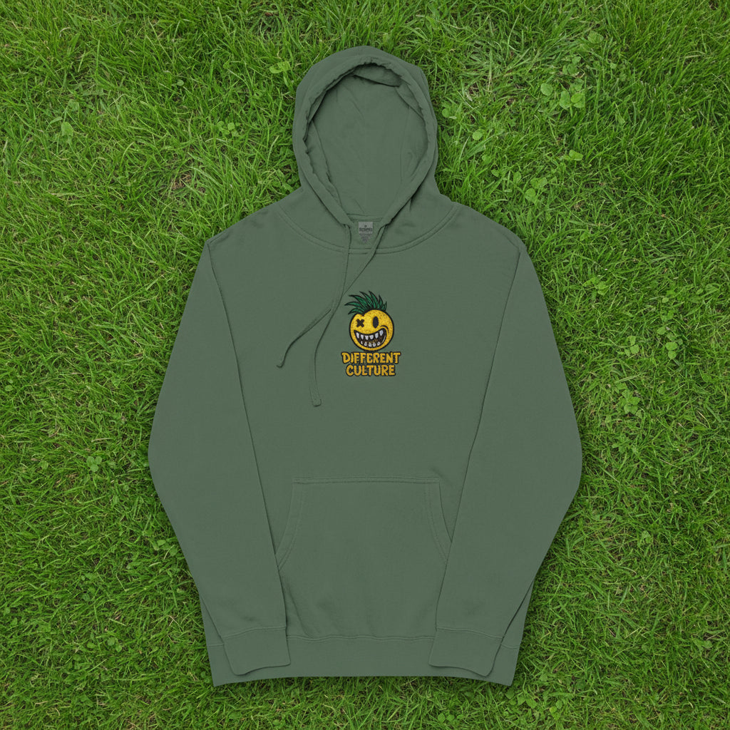 Different Culture - Hoodie - Pina Smiley Embroidered Pigment-Dyed